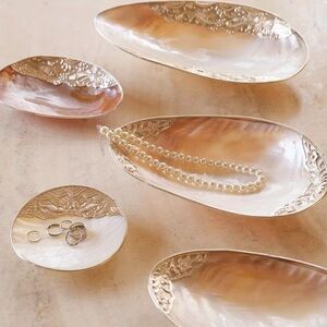 Seashell Catch All Dish Pearlescent jewelry organized tray seaside decoration